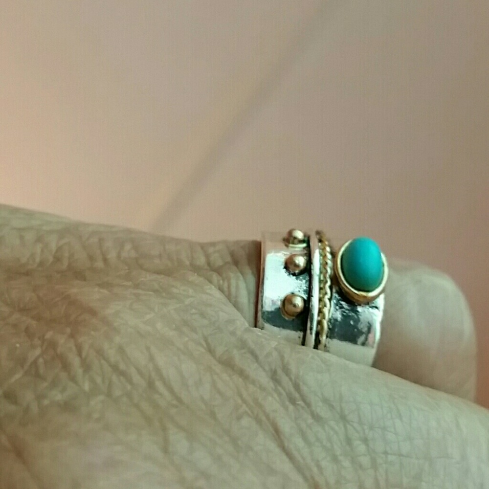 🆕️ ☮ Polished sterling silver & turquoise ring